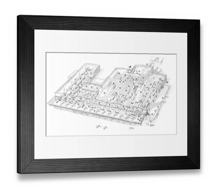 Framed Print : Piper Factory layout vero beach Cutaway Drawing Framed Print : Piper Factory layout vero beach Cutaway Drawing