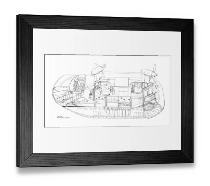 Framed Print : Hovercraft Development HD-2 Cutaway Drawing