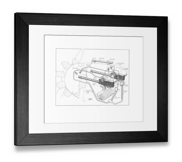 Framed Print : Vickers Gun interruptor Gear Cutaway Drawing Framed Print : Vickers Gun interruptor Gear Cutaway Drawing