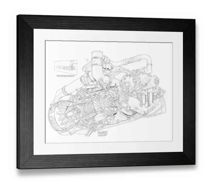 Framed Print : Garrett GTCP 331-500 APU Cutaway Drawing Framed Print : Garrett GTCP 331-500 APU Cutaway Drawing