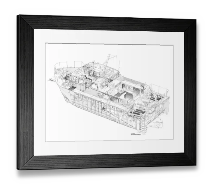 Framed Print : Hovermarine Survey Craft Cutaway Drawing Framed Print : Hovermarine Survey Craft Cutaway Drawing