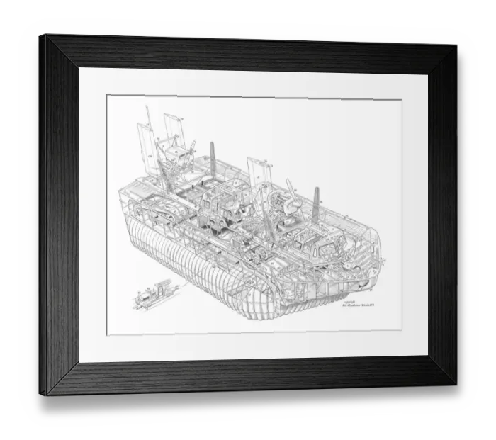 Framed Print : Hovercraft Development HD-1 Cutaway Drawing Framed Print : Hovercraft Development HD-1 Cutaway Drawing
