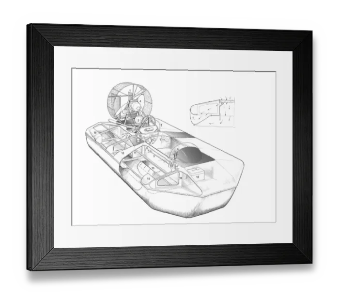 Framed Print : Hovermarine Hoverscout Cutaway Drawing Framed Print : Hovermarine Hoverscout Cutaway Drawing