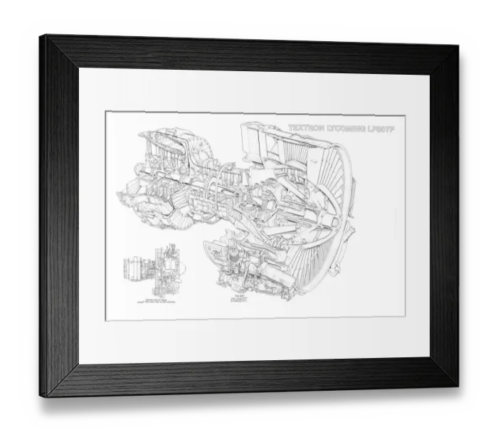 Framed Print : Textron Lycoming LF 507F Cutaway Drawing Framed Print : Textron Lycoming LF 507F Cutaway Drawing