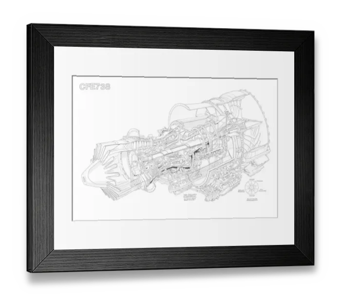 Framed Print : CFE 738 Cutaway Drawing Framed Print : CFE 738 Cutaway Drawing