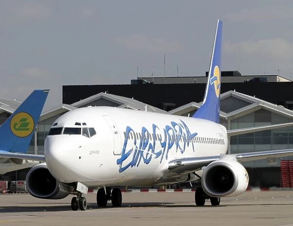 5B-DBU. Eurocypria 737-800 about to taxy at BHX