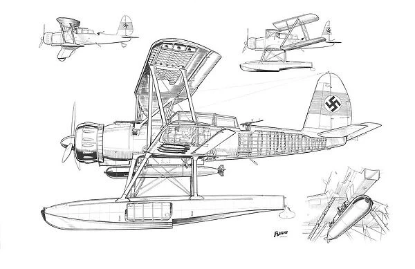 Arado AR 95 Cutaway Drawing