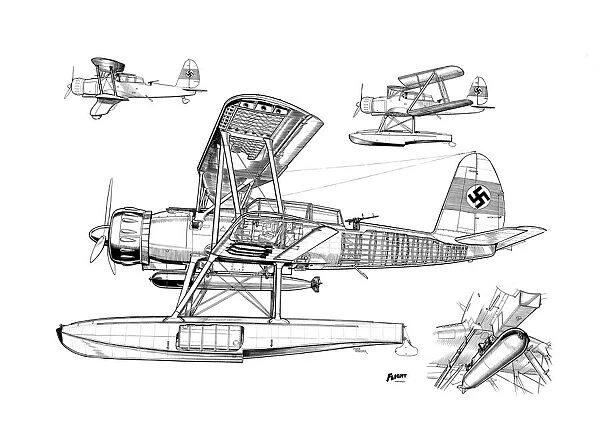 Arado AR95 Cutaway Drawing