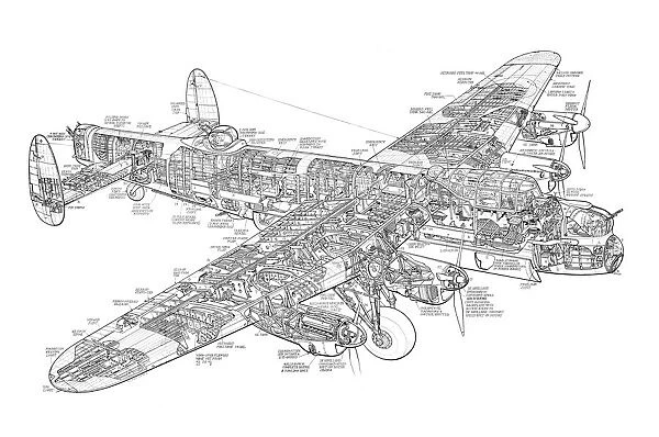 Avro 683 Lancaster Bomber Cutaway Drawing