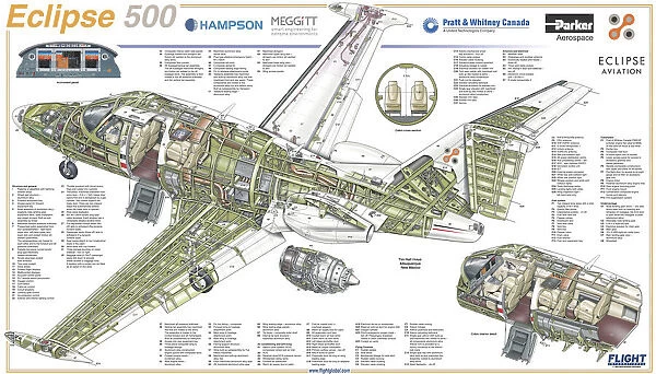 Cutaway Posters, Business Aircraft Cutaways, Eclipse500