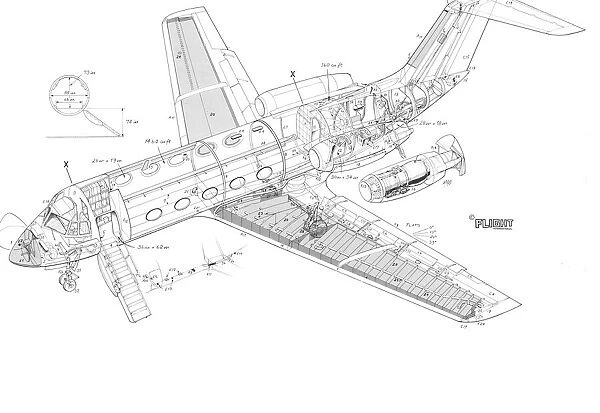 Dassault Fan Jet Falcon Cutaway Drawing