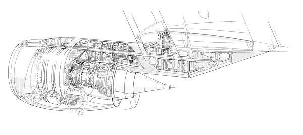 General Electric CFM56 MDD DC8 Engine Installation Cutaway Drawing