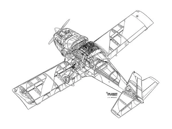 Grumman American AA1 Yankee Cutaway Drawing