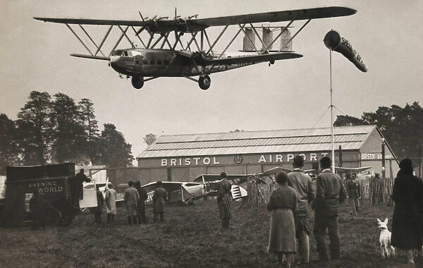 Handley Page HP42 Imperial Airways landing at Bristol Airport UK