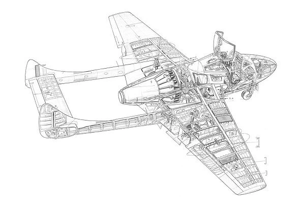 De Havilland Vampire Trainer Cutaway Drawing