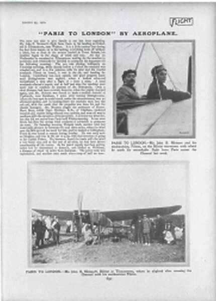 John B Moisant Bleriot after crossing the English Channel in his Aircraft, 1910