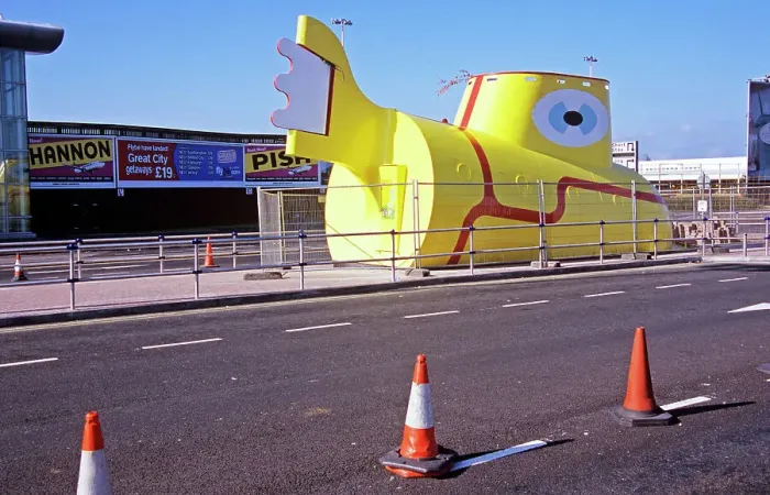 Framed Print : John Lennon Airport Liverpool - Yellow Submarine model Framed Print : John Lennon Airport Liverpool - Yellow Submarine model