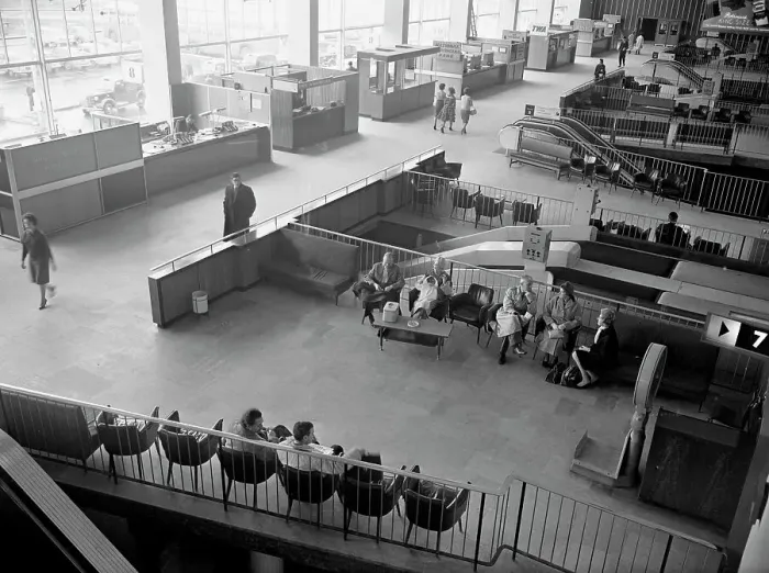 Framed Print : London, Heathrow, Terminal, Interior, 1960, 1960s, Passengers, UK, Historical, Civil