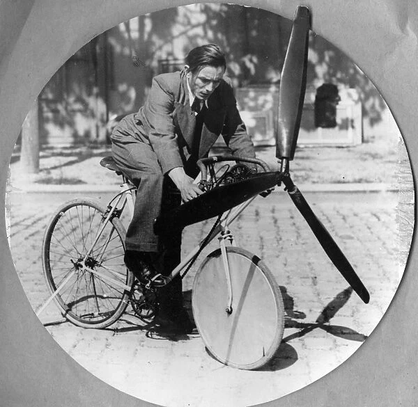Man on bicycle aircraft invention