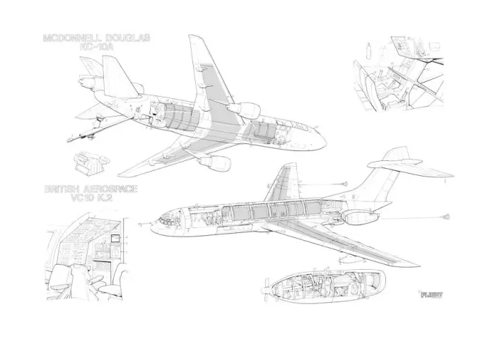 Framed Print : McDonnell Douglas VC10 K. 2 + KC-10A Cutaway Drawing Framed Print : McDonnell Douglas VC10 K. 2 + KC-10A Cutaway Drawing
