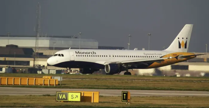 Framed Print : Monarch;A320;British charter airline;slowing down;reverse thrust Framed Print : Monarch;A320;British charter airline;slowing down;reverse thrust