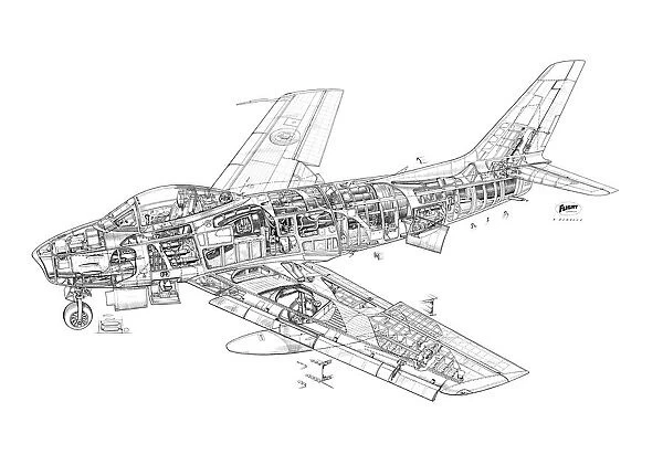 North American F-86E Sabre Cutaway Drawing