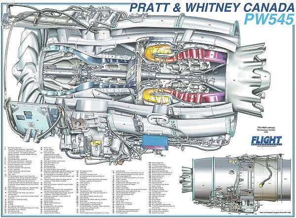 PRATT AND WHITNEY PW6000 TURBINE ENGINE CUTAWAY POSTER PRINT 18x36 9MIL PAPER