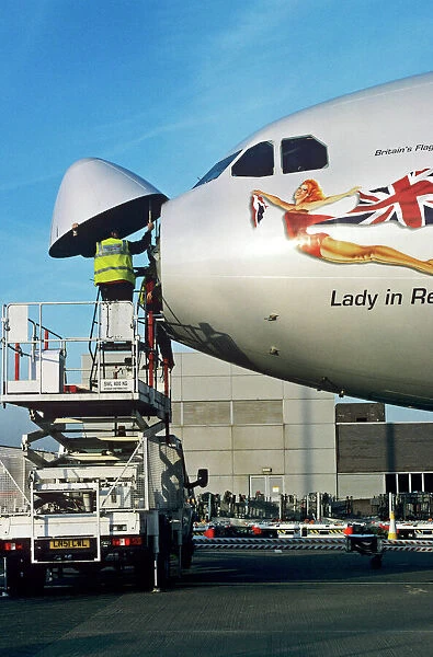 Radar maintenance on Virgin Airbus A340