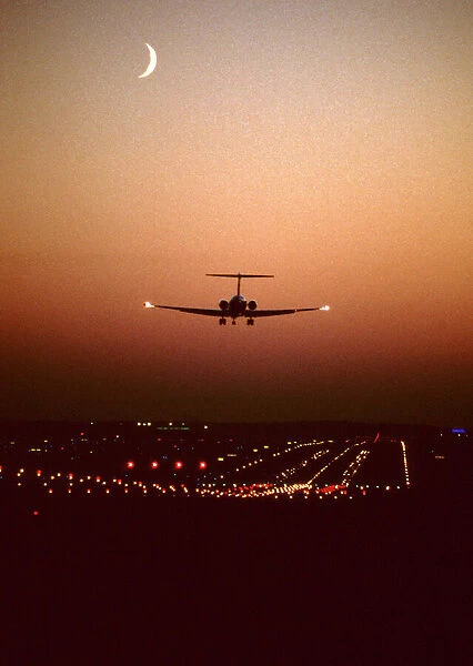 Sunset landing MD80. Finnair. MD-82. Final apporoach on Helsinki-Vantaa runway 22