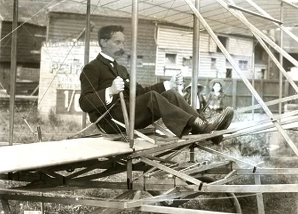 T W K Clarke seated in Charles-Wright Glider, September 1909