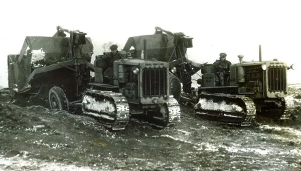 tractors in snow england