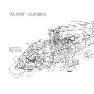 Aeospatiale SA365 Dauphin 2 Cutaway Drawing