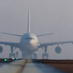 Air France A340 at misty CDG Paris