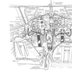 Airspeed Oxford Cockpit Detail Cutaway Drawing