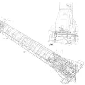 Army Ballistic Missile Agency Redstone and Launcher Cutaway Drawing