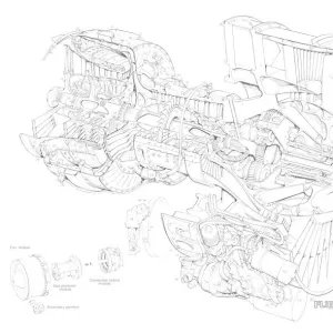 AVCO Lycoming ALF 502R-3 Cutaway Drawing