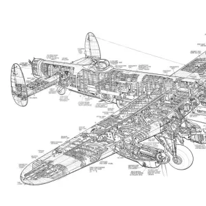 Avro 683 Lancaster Bomber Cutaway Drawing