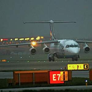 Avro RJ Flybe dawn at Birmingham Airport UK