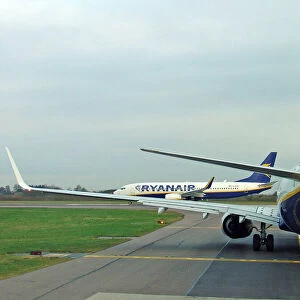 Boeing 737-800 Ryanair in queue at Stansted Airport