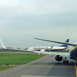 Boeing 737-800 Ryanair in queue at Stansted Airport