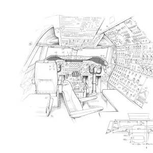 Boeing 747-100 Cockpit Cutaway Drawing