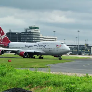 Boeing 747-400 Virgin at Manchester Airport Uk