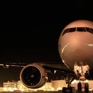 Boeing 777 at Boeing plant Seatle USA at night