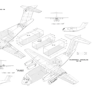 Boeing and McDonnell Douglas YC14+YC15 Cutaway Drawing