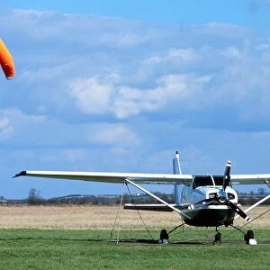 Cessna 206 and windsock