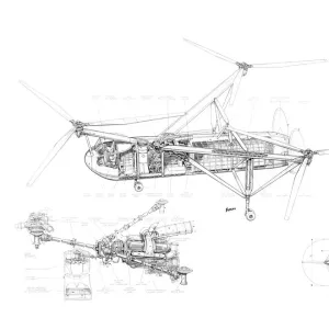 Cierva W11 Air Horse Cutaway Drawing