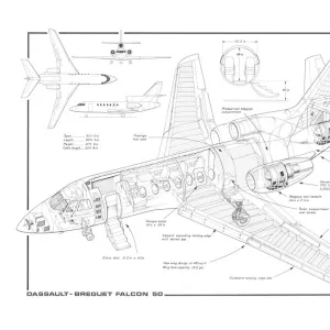 Dassault Falcon 50 MC Cutaway Drawing