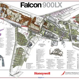 Dassault Falcon 900LX cutaway poster