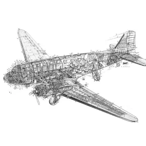 Douglas DC-3 Dakota Cutaway Drawing