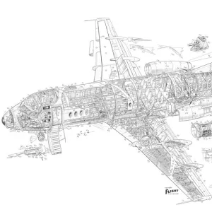 Fokker F. 28 Fellowship Cutaway Drawing